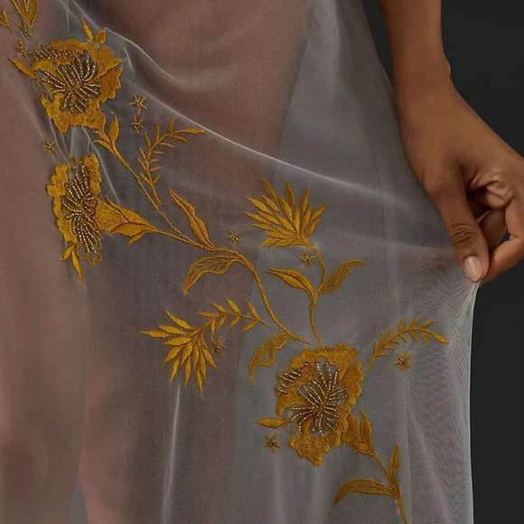 NWT Anthropologie Sheer Embroidered Midi Skirt XS - Picture 4 of 4